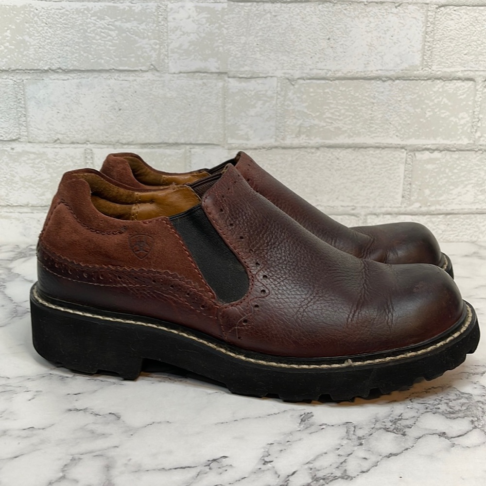 Ariat Leather 4LR Slip On Loafer Work Shoes 10